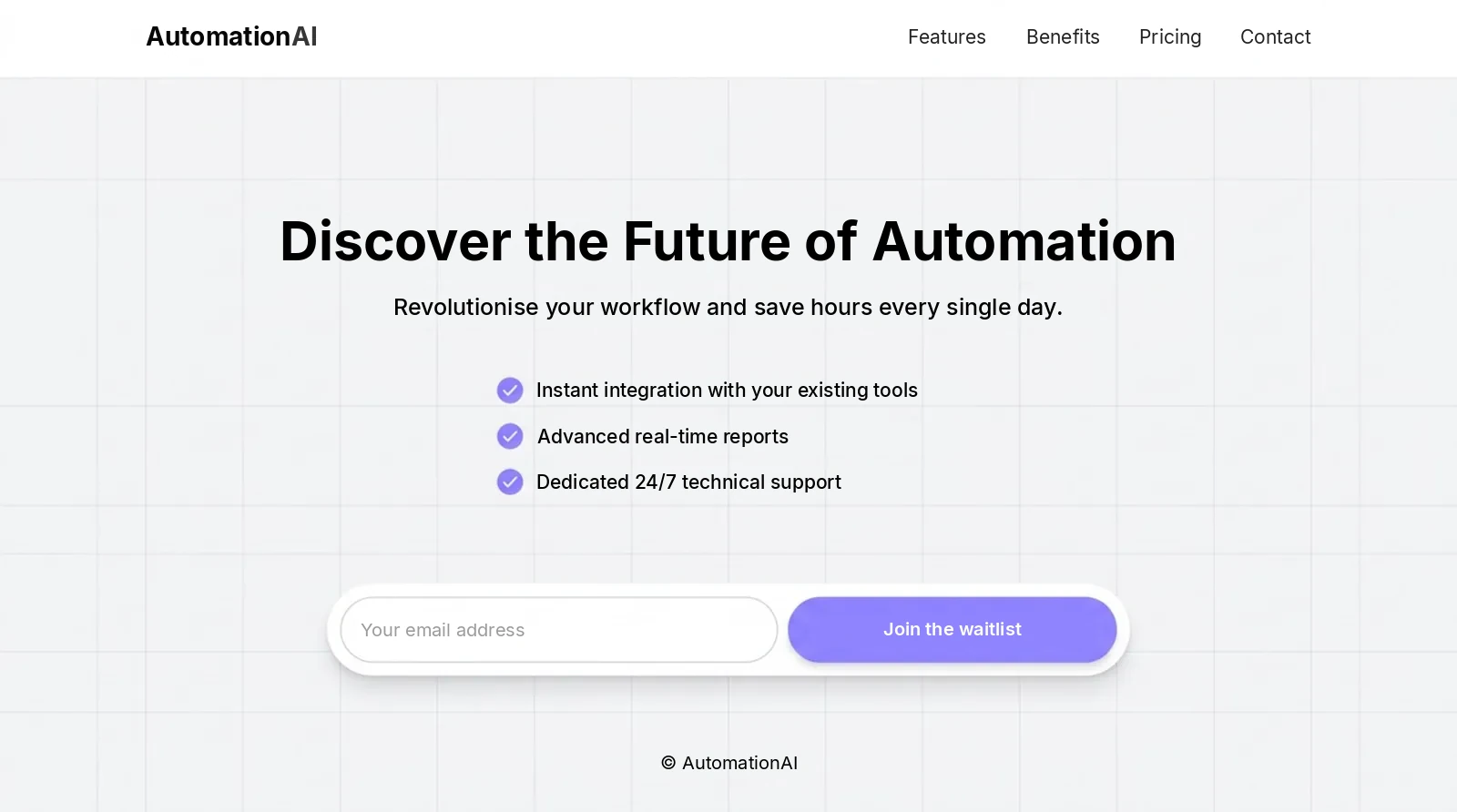 Example landing page for a Fake Door test with a form to join the waitlist