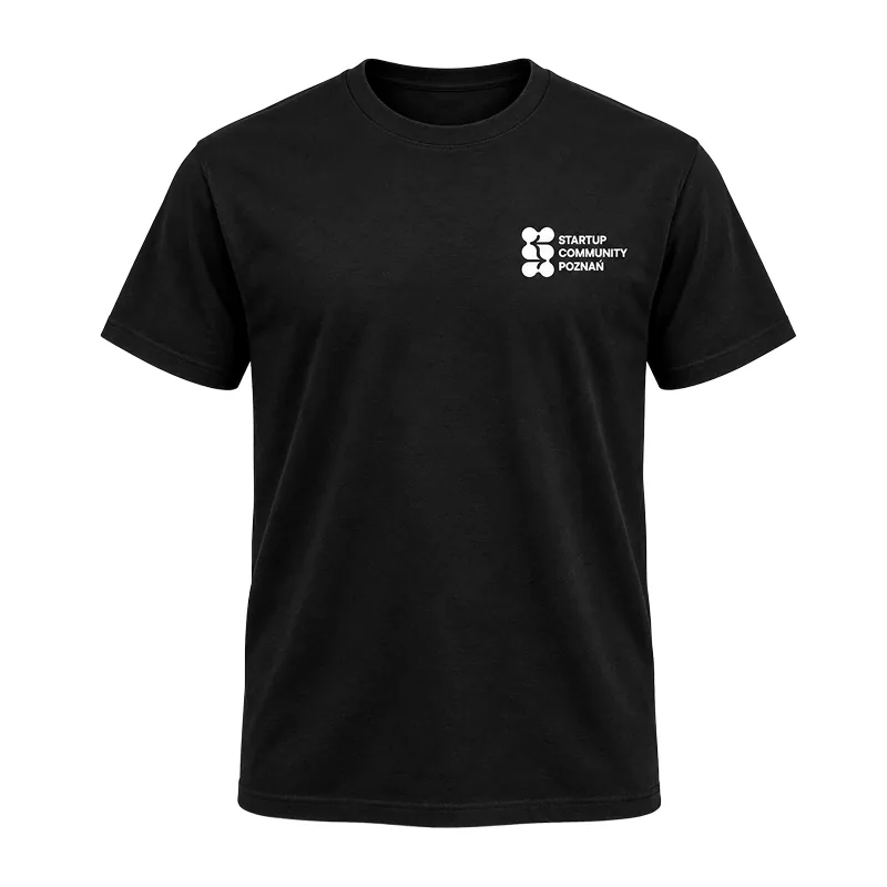 Black T-shirt, white logo